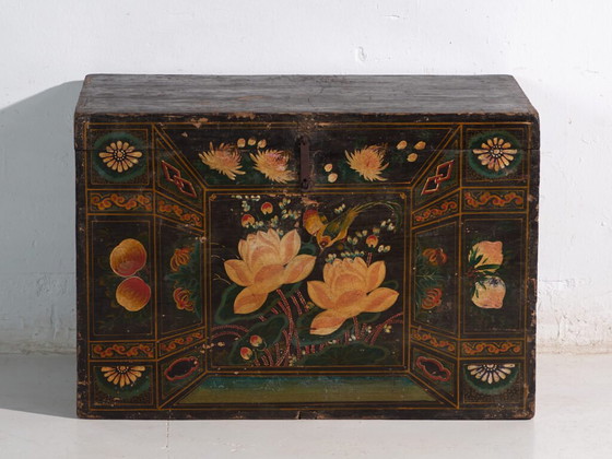 Baúl antiguo pintado en madera de pino – China, circa 1900 – Armarios de almacenamiento, Iron (photo 31 of 40)