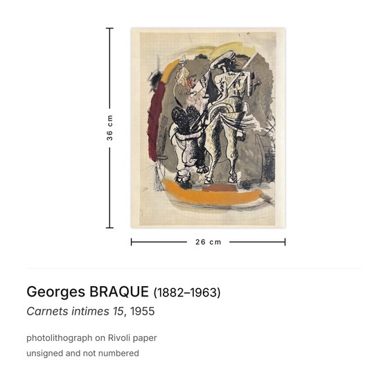 Georges Braque Lithographie Carnets Intimes 15 1955 – Lithographies et sérigraphies, Paper (photo 3 of 5)