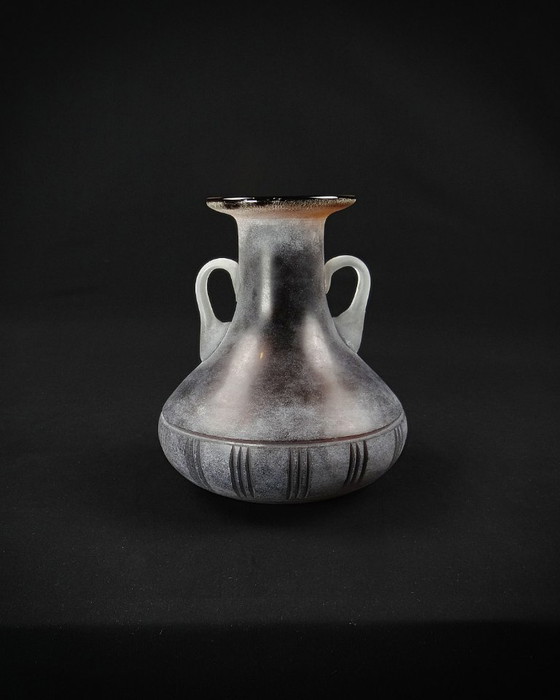 Image 1 of Vaso ad anfora in vetro tagliato di Murano, tecnica Scavo Seguso Vetri d'Arte