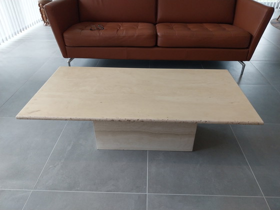 Image 1 of Raw Travertine Coffee Table. Timeless in form, it features clean lines and will suit all living rooms.
