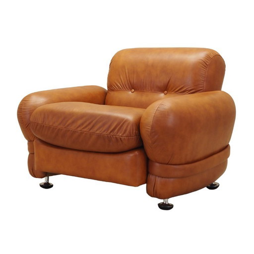 Fauteuil en cuir, design italien, années 1970, production : Italie