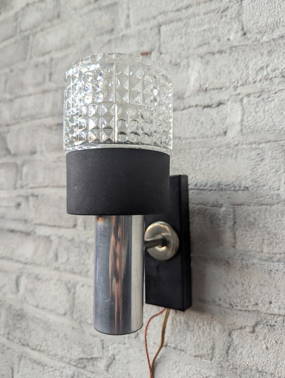 Image 1 of Lampada da parete vintage - cristallo/acciaio - Germania 1960