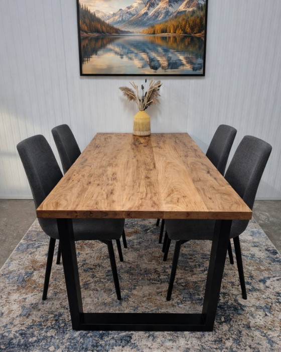 Image 1 of Handmade dining table made of solid elm wood 200x90cm