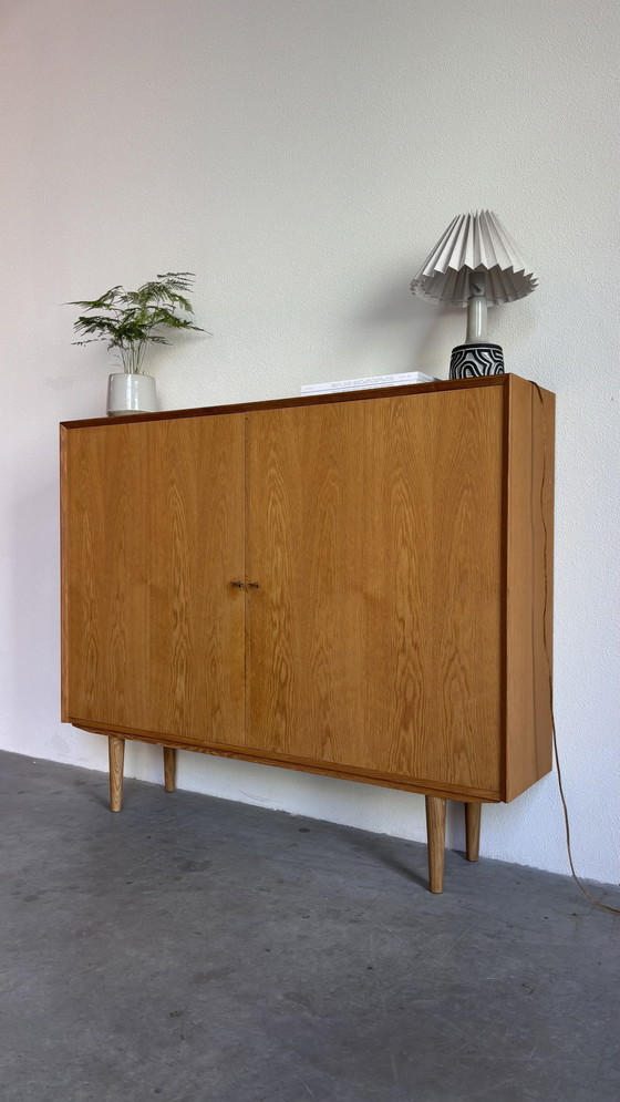 Image 1 of Vintage Danish wall cabinet- highboard oak
