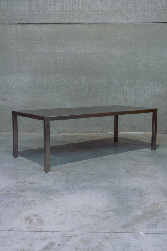 Image 1 of late 90s full stainless steel/brushed steel dining table