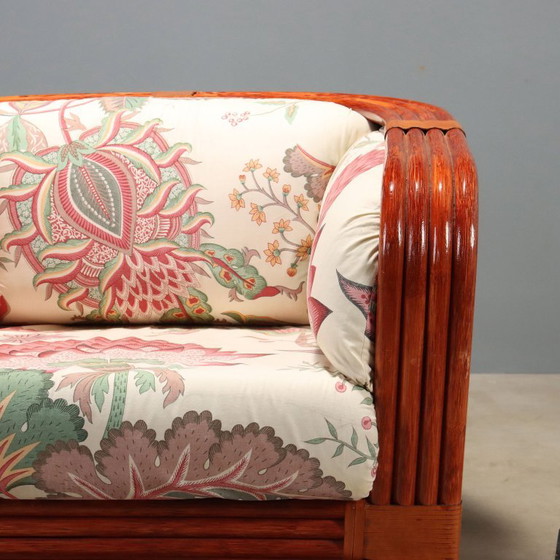 1980s Rattan and Red Bamboo Armchair – Maugrion (photo 5 of 13)