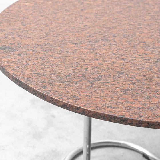 Vintage Giotto Stoppino Style Round Table in Marble and Chromed Metal – 70s – Conference table (photo 3 of 10)