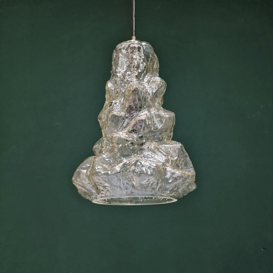 Image 1 of Vintage Peill & Putzler "Alaska" Pendant Lamp - Sculptural Glass - 1970s - 35 cm high.