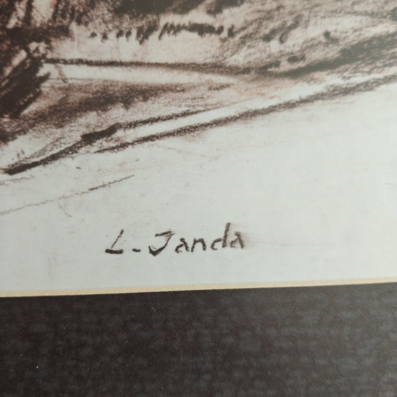 Image 1 of Laurens Janda pastel drawing – framed Belgian artwork