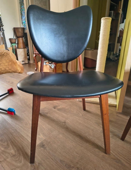 Set aus 4 Vintage-Esszimmerstühlen aus Kunstleder – eetkamerstoelen, Wood (photo 2 of 6)
