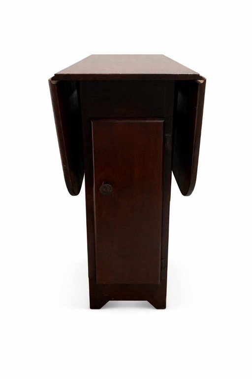 Tavolo pieghevole vintage con ante a ribalta – Legno scuro, circa 1950