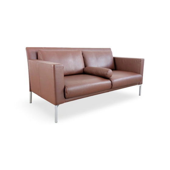 Original Walter Knoll Jason Sofa Couch Design Two-Seater Leather Li – 2 seaters, Metal (photo 3 of 10)