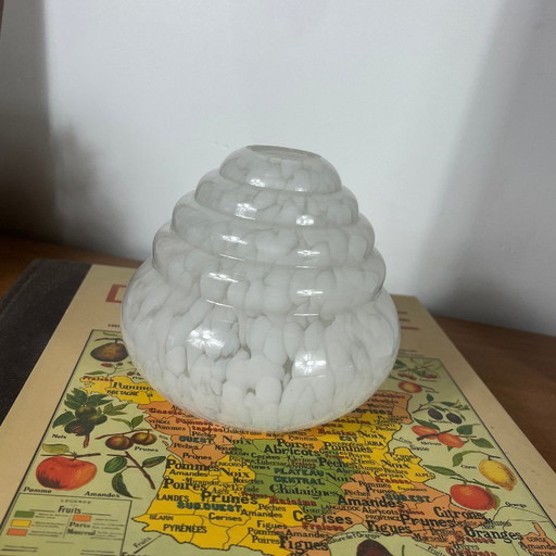 Globo antiguo oblongo Art Déco blanco de cristal moteado Clichy para aplique Lámparas de araña 13 cm