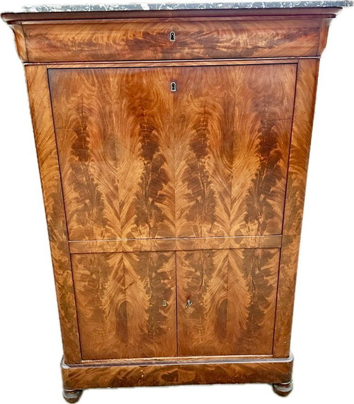 Antieke Biedermeier Secretaire – 19e eeuw – Mahonie – Zeer fraaie uitstraling