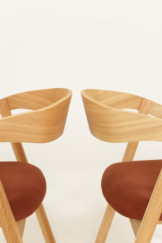 Image 1 of Esszimmerstühle aus Eichenholz, Kupfer und Samt, 6er-Set