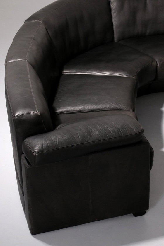 Image 1 of De Sede Modular 7-Piece Mid-Century Leather Sofa in Black – Swiss Icon