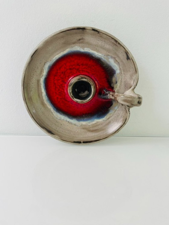 Image 1 of Vintage retro blaker met rood lava glazuur