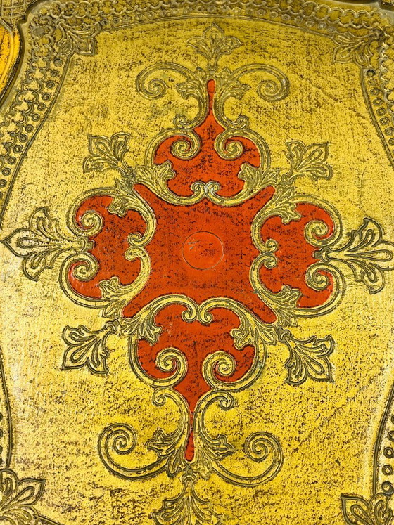 Image 1 of Grande vassoio fiorentino, stile barocco, oro giallo, vintage anni '70