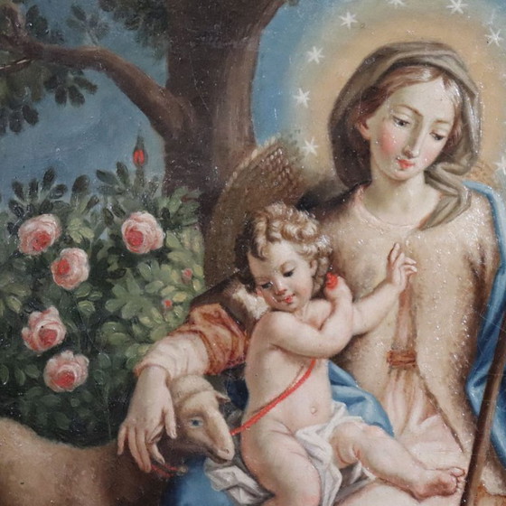 Image 1 of Mary the Shepherd, Signed Raphael Fogliardi and dated 1795, Italian Oil Painting on Canvas