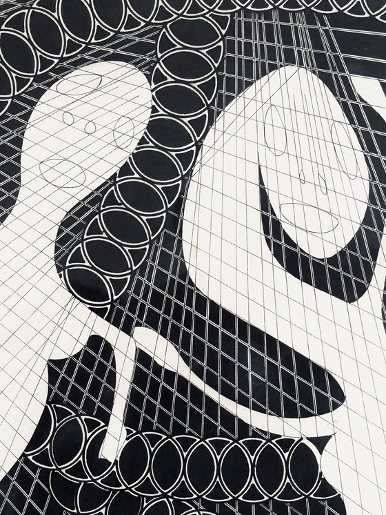 Image 1 of Pierre-François Vaysse - Art Brut circa 1970 - tinta - enmarcado