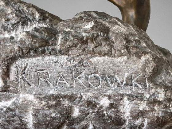 KRAKOWKI — León rugiendo sobre su roca, importante Esculturas de bronce artístico y roca (28,3 kg) – Stone (photo 4 of 21)