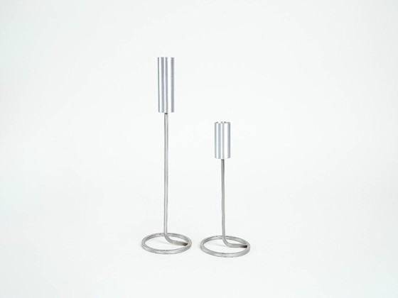 Image 1 of Set aus Metallkerzenständern, dänisches Design, 1970er Jahre, hergestellt in Dänemark