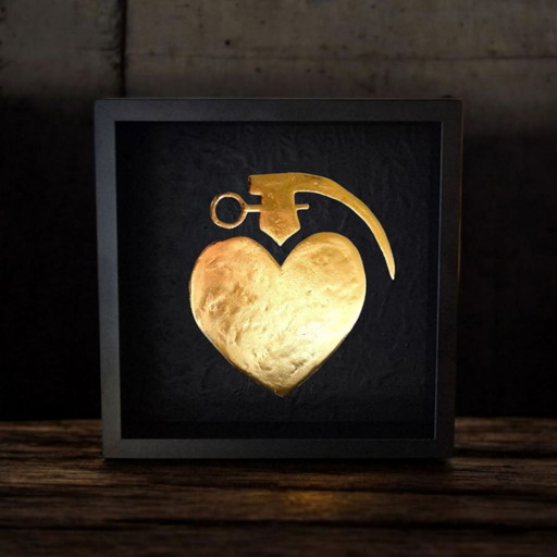 Lovegrenade 23kt Gold Gilded Artwork in Frame PopArt Collection