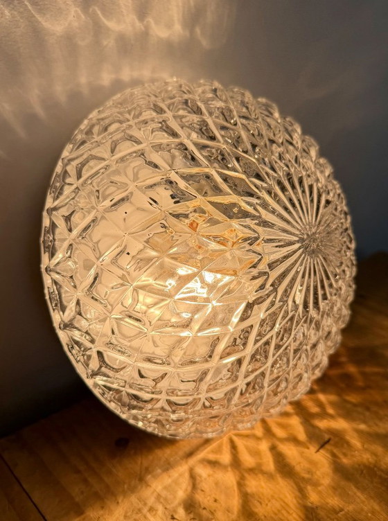 Lampada da parete o plafoniera in vetro vintage, anni '70, Plafoniere, Metallo, Trasparente (foto 11 di 14)