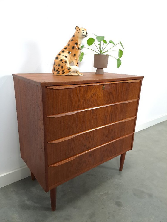 Image 1 of Danish teak chest of drawers with 4 drawers
