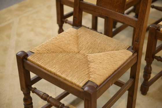 Set of 6 brutalist oak chairs from the 1950s. – Dining chairs (photo 2 of 15)