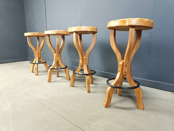 Image 1 of Mid century brutalist bar stools, 1960s - set of 4