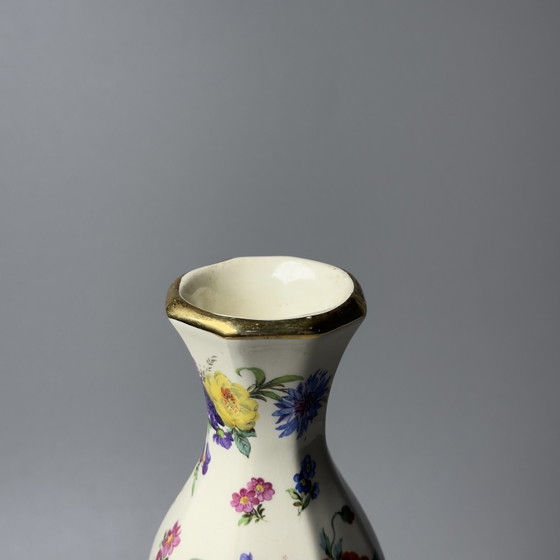 Image 1 of Boch Frères Keramis “Fleurs de Saxe” Keralux Art Deco Vase