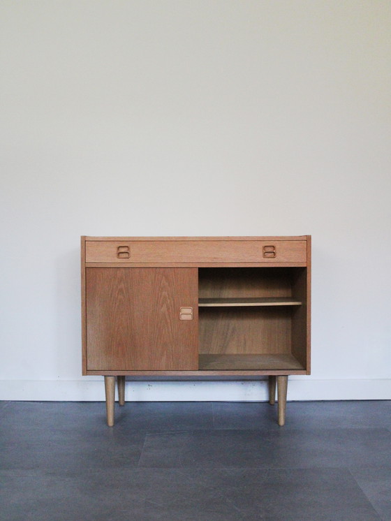 Vintage Danish sliding door wardrobe with drawer in oak – Sideboard, Wood (photo 3 of 10)