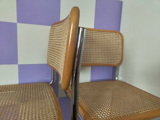 Image 1 of Ensemble de 2 chaises B32 de Marcel Breuer, piètement traîneau chromé