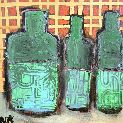 BOTTLES AND ORANGE GRID
