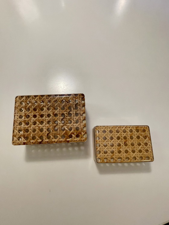 Image 1 of Set aus Plexiglas-Weidenkisten, Italien, 70er Jahre