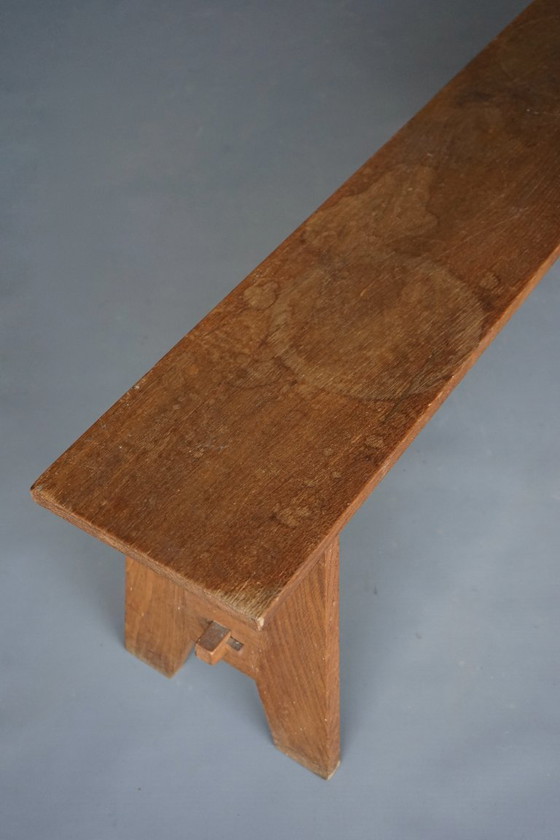 Image 1 of Long banc d'église vintage de l'école Bossche