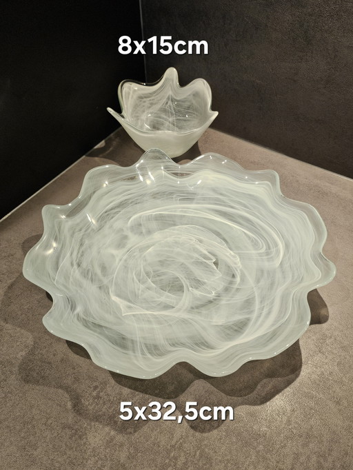 Juego de 2 cuencos vintage de cristal, Chipre.