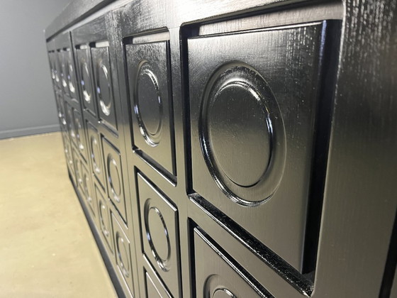 Image 1 of Black brutalist credenza, 1970s