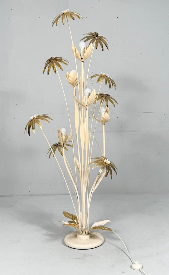 Image 1 of Lámpara de pie floral, estilo Hollywood Regency, años 70