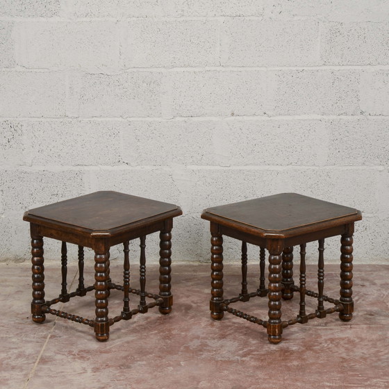 Pair of 19th Century Carved and Turned Wood Stools (photo 7 of 10)