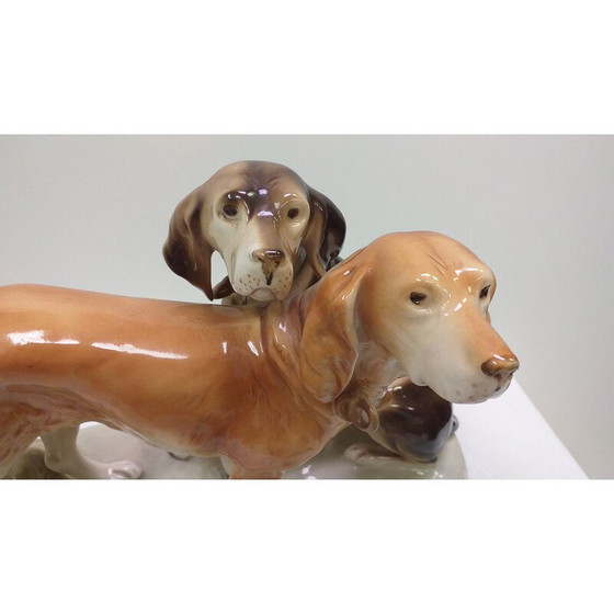 Image 1 of Vintage porcelain sculpture of dogs, Czechoslovakia 1960s