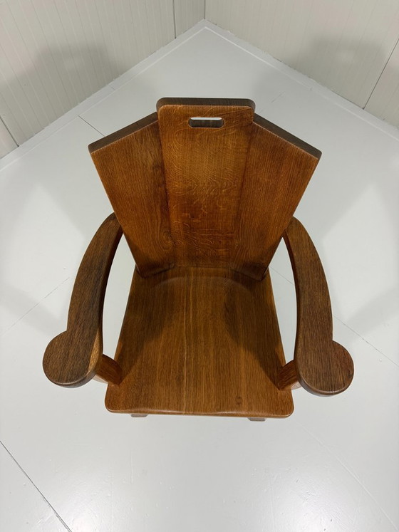 Rustic brutalist armchair in solid oak from the 1960s, Wood, Brown (photo 15 of 19)