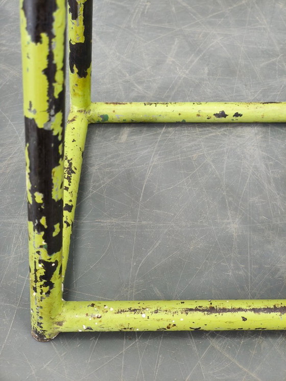 Image 1 of Industrial Metal and Wood Stool, Czechoslovakia, 1940s