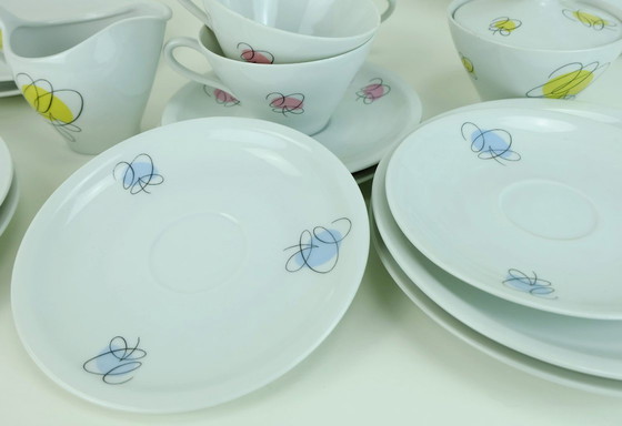 Image 1 of Vaisselle de style Bavière, décor abstrait aux couleurs pastel, années 1950