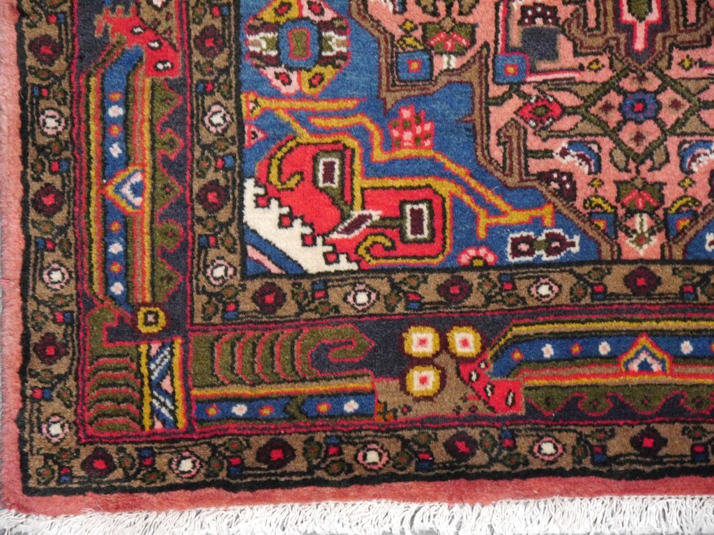 Tapis Persan Hamedan Laine Nouée Main – 149 X 105 Cm, épais 2 Cm, Multicolore