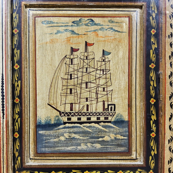 Image 1 of Vintage Indian sideboard (nautical/ships) bohemian/colonial/oriental wardrobe