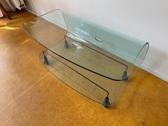 Image 1 of Fiam Italia design glazen tv-meubel side table gebogen glas