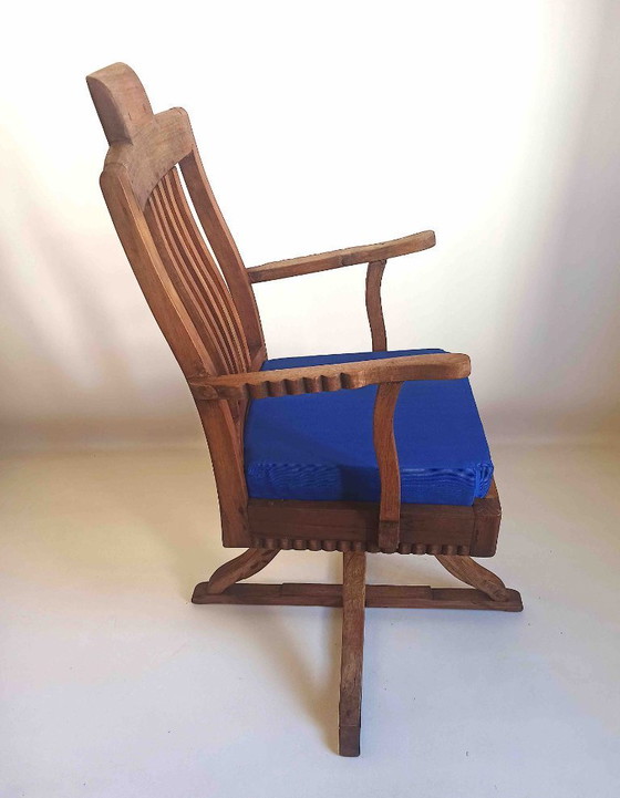 Image 1 of Sedia da barbiere anno 1900 in teak massello