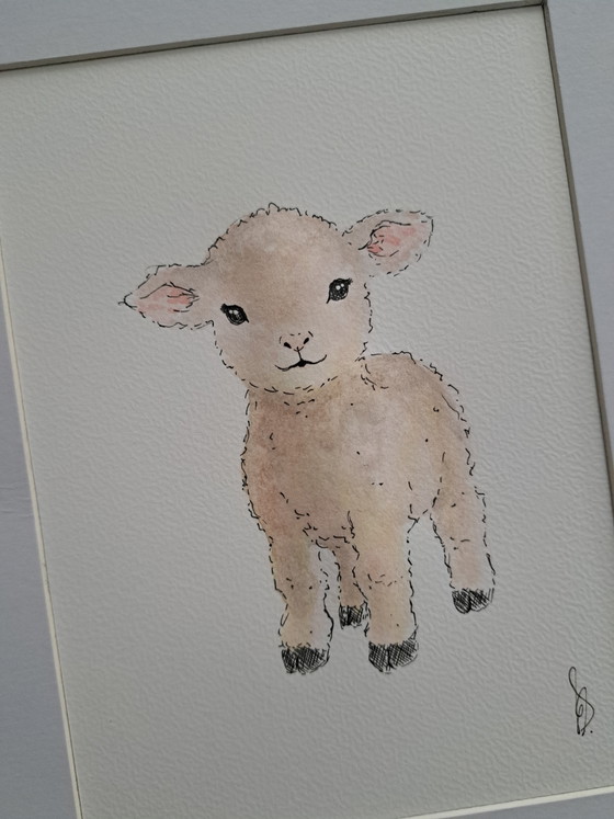 Image 1 of Set di 3 acquerelli originali raffiguranti cuccioli di animali.
